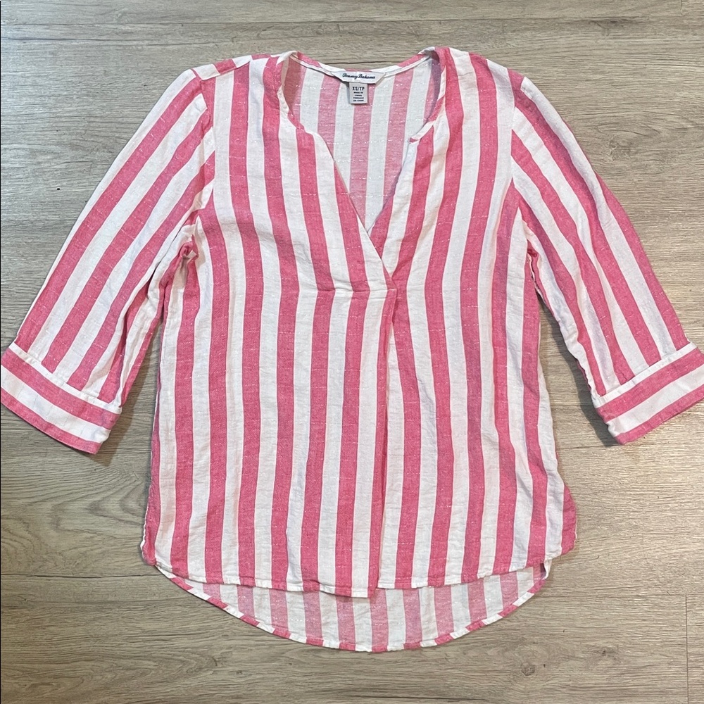 Tommy Bahama Red and White Striped Blouse